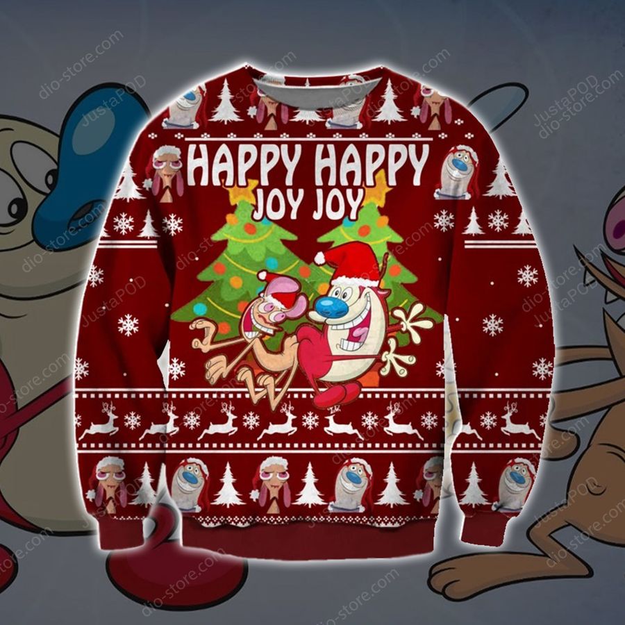 Ren And Stimpy Knitting Pattern 3d Print Ugly Sweater Ugly