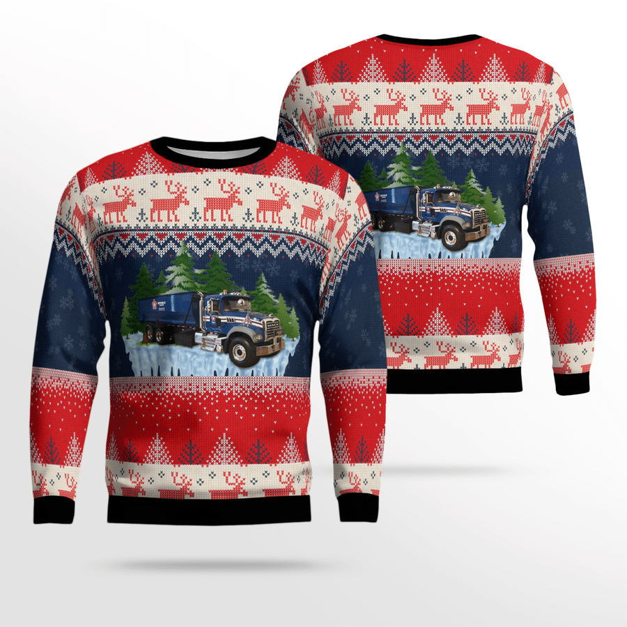 Republic Services Roll Off Truck Ugly Christmas Sweater All Over.png