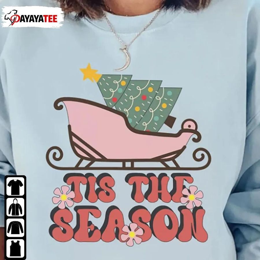 Retro Christmas Tis The Season Sweatshirt Xmas Tree Unisex