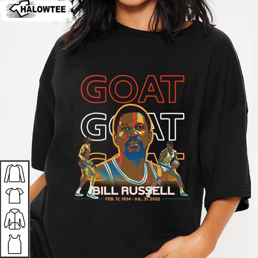 RIP Bill Russell Shirt GOAT Bill Russell T-shirt Thank You For The Memories 1934-2022 Bill Russell Shirt