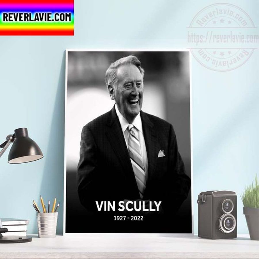 RIP Vin Scully 1927 2022 Legendary Dodgers Broadcaster Home Decor Poster Canvas
