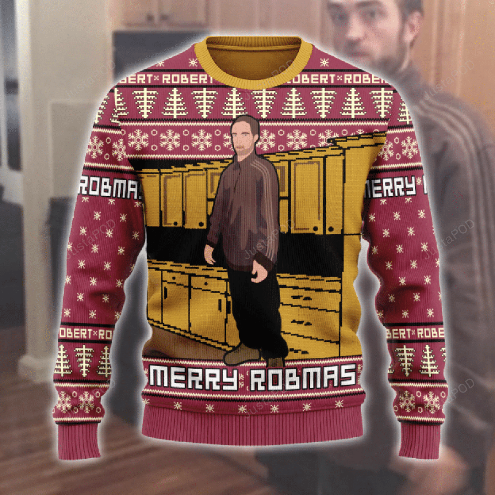 Robert Pattinson Kitchen Ugly Christmas Sweater All Over Print Sweatshirt