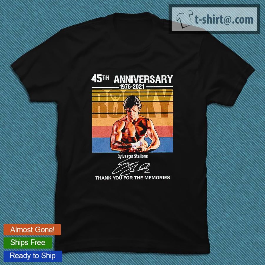 Rocky 45th anniversary 1976-2021 Sylvester Stallone thank You for the memories signature T-shirt