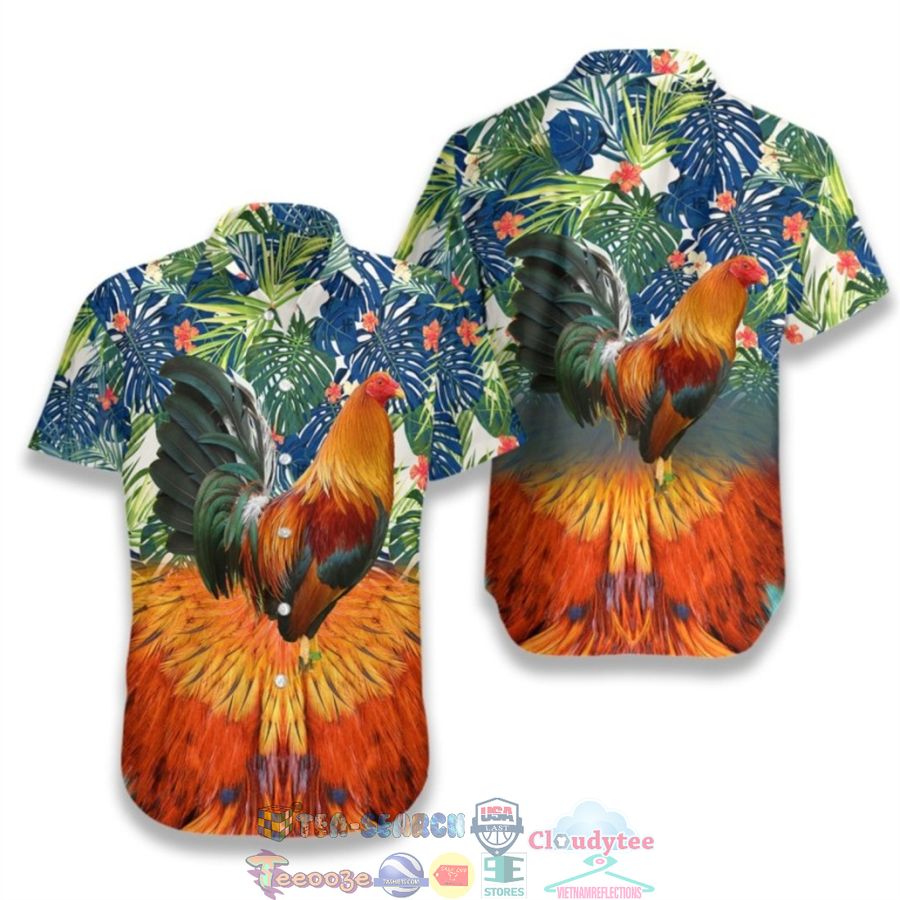 Rooster Floral Tropical Leaves Hawaiian Shirt – Saleoff