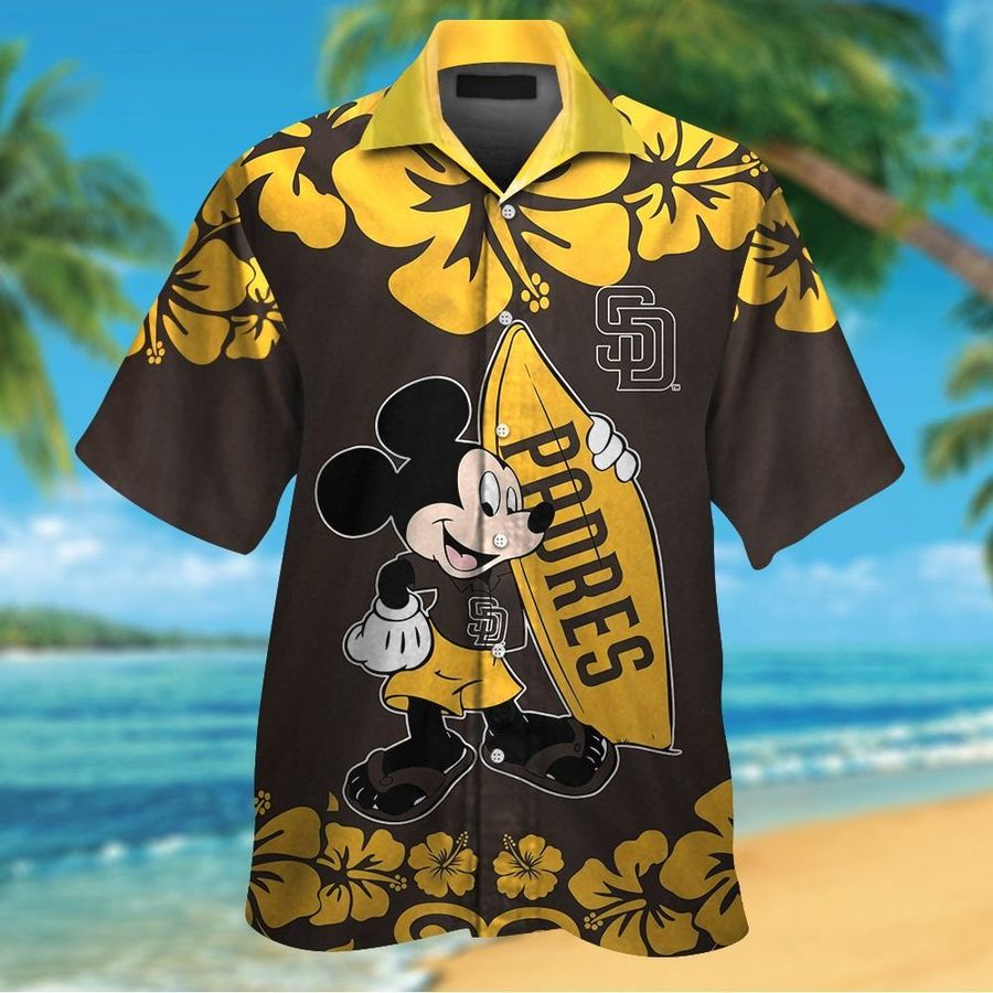 San Diego Padres Mickey Mouse Short Sleeve Button Up Tropical Aloha Hawaiian Shirts For Men Women