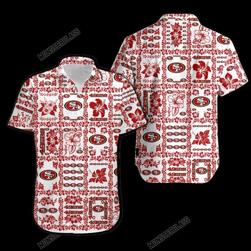 San Francisco 49ers Hibiscus Hawaiian Shirt Short