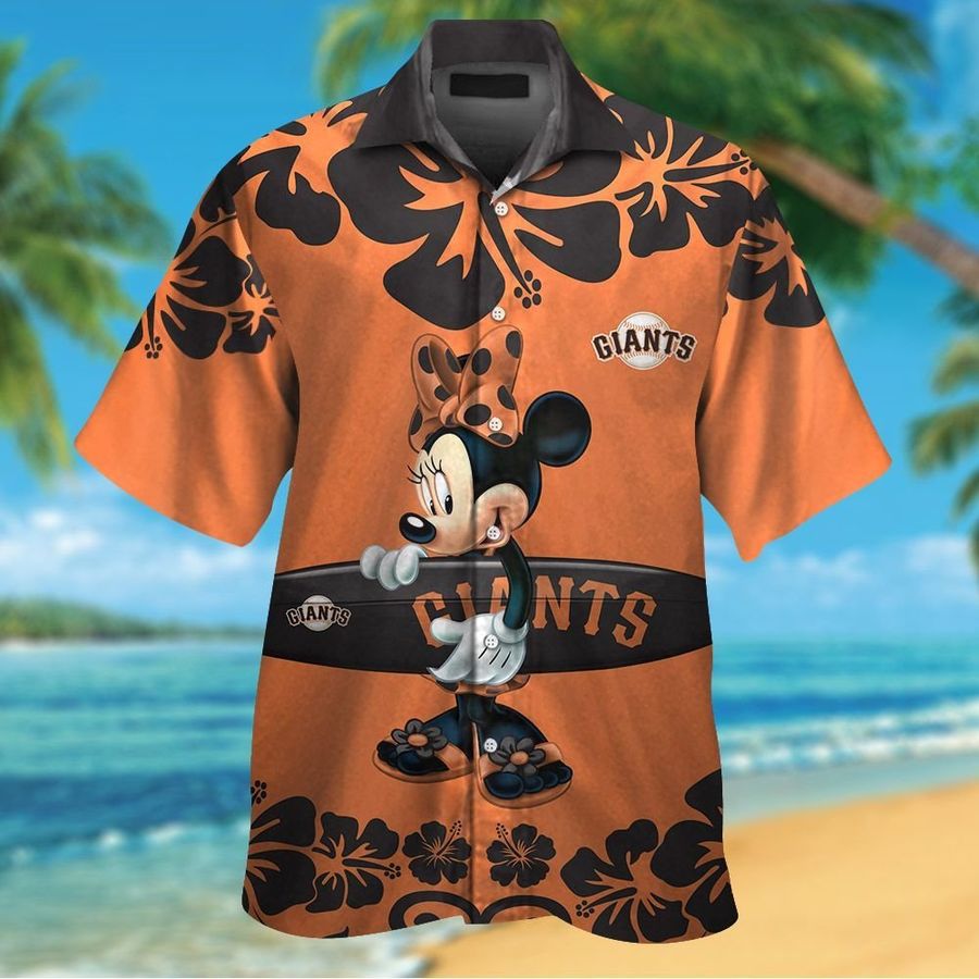 San Francisco Giants Minnie Mouse Short Sleeve Button Up Tropical Aloha Hawaiian Shirts For Men Women