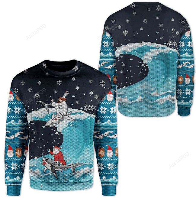 Santa And Jesus Ugly Christmas Sweater All Over Print Sweatshirt