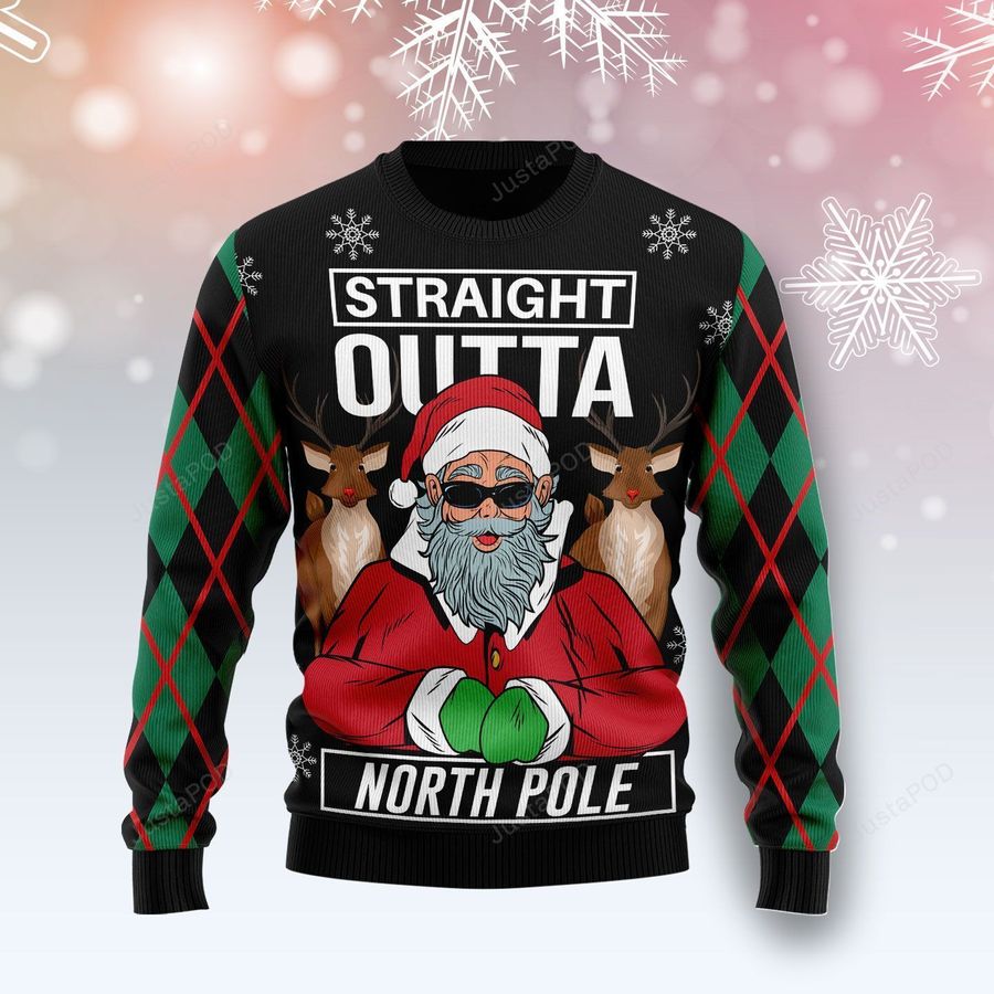 Santa Claus Straight Outta North Pole Ugly Christmas Sweater Ugly