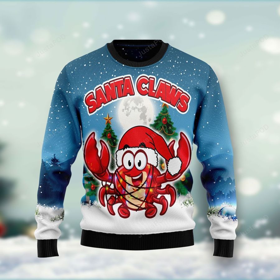 Santa Claws Crabs Ugly Christmas Sweater All Over Print Sweatshirt