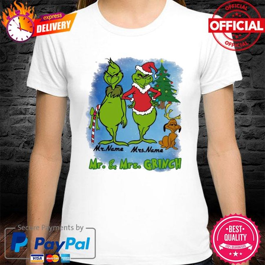 Santa Hat Mr & Mrs Grinch Merry Christmas Tree Sweater