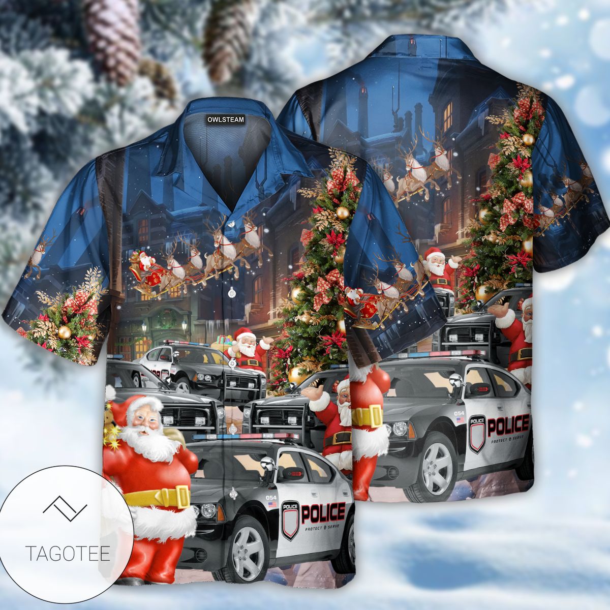 Santa Police Car Merry Christmas Hawaiian Shirt