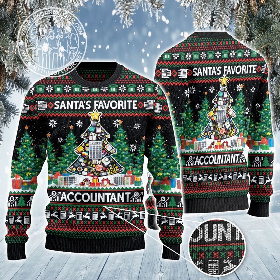 Santa’s Favorite Accountant Christmas Gift All Over Print 3D Ugly Sweater