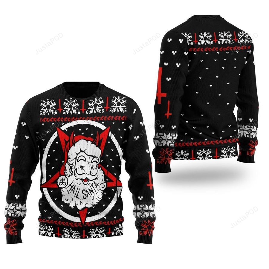 Satanic Hail Santa Ugly Christmas Sweater All Over Print Sweatshirt