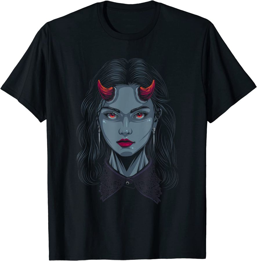 Satanic Horned Devil Girl Demon Occult Edgy Black Goth Pagan_1