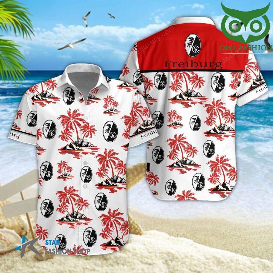 SC Freiburg  palm trees on the beach 3D aloha Hawaiian shirt