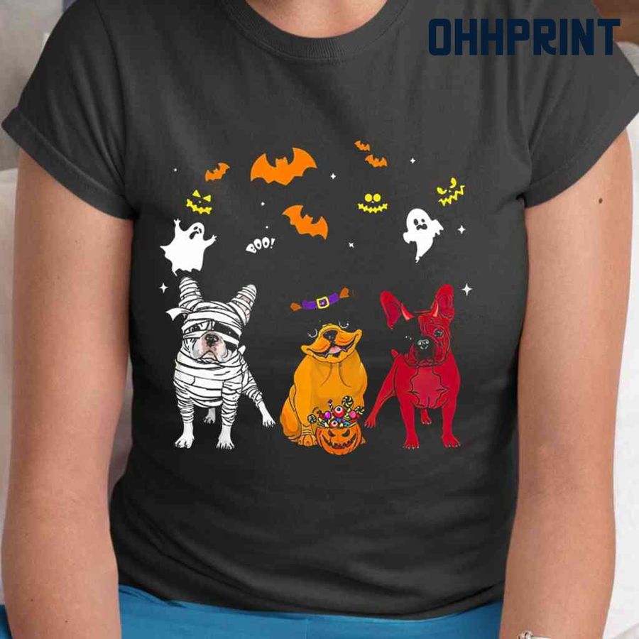 Scare And Cute French Bulldog Halloween Tshirts Black