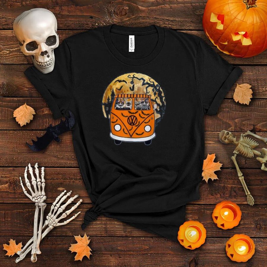 Scary Black Cats Moon Pumpkin Funny Halloween Horror Gifts T Shirt