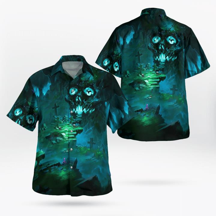Scary Gate Of Demon Headstone Spooky Halloween 3D Hawaii Shirt, All Over Print, 3D Tshirt, Hoodie, Sweatshirt, Long Sleeve, AOP shirt, funny shirts