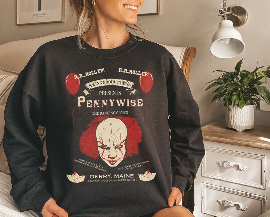 Scary IT Pennywise The Dancing Clown Inspired Sweatshirt, T-Shirt, Gift For Horror Classic Movie Fan On Halloween, Spooky Season Shirt