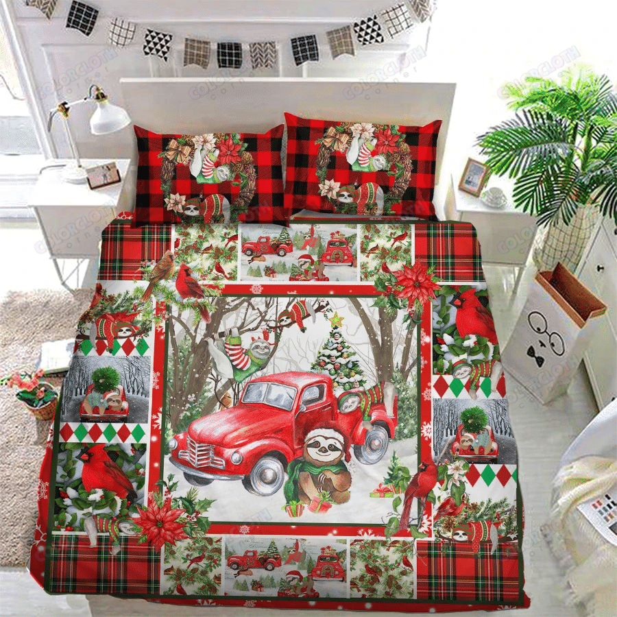 Scloth Red Truck Christmas 3D Bedding Set.png