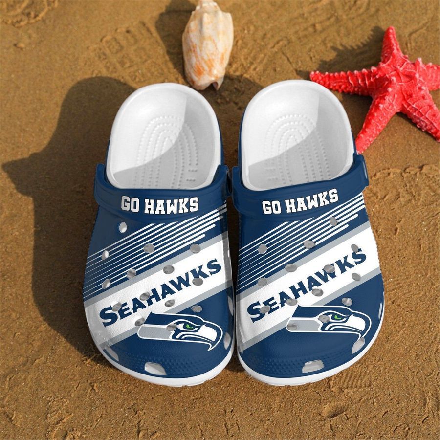 Seattle Seahawks Go Hawks For Nfl gift for fan Crocs Crocband Clogs, Comfy Footwear TL97