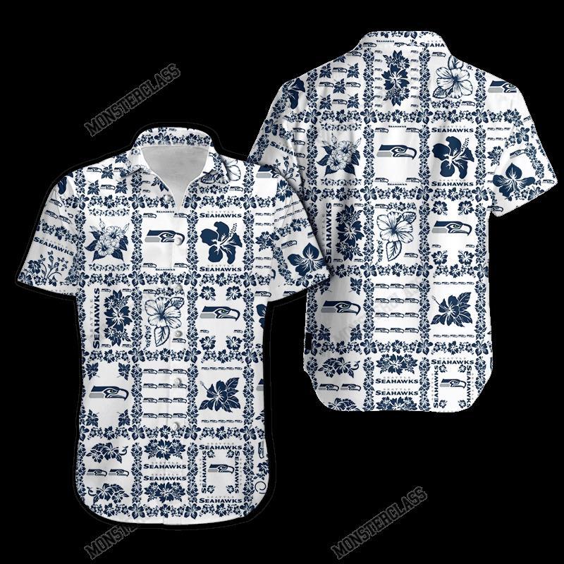 Seattle Seahawks Hibiscus Hawaiian Shirt Short