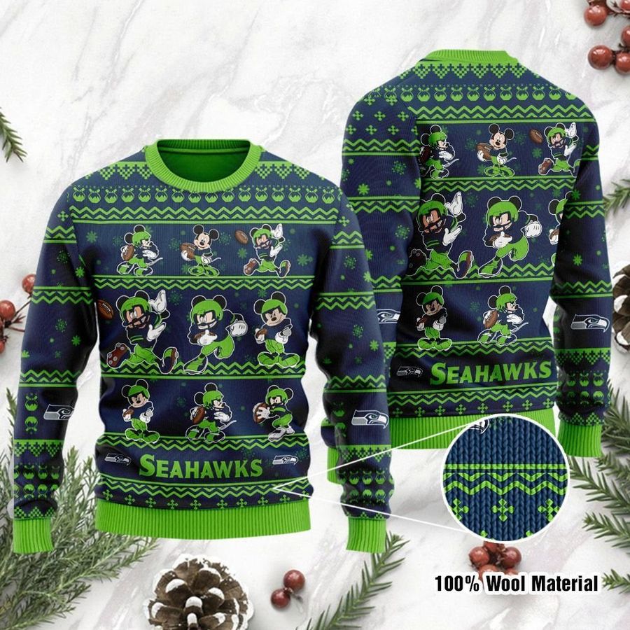 Seattle Seahawks Mickey Mouse Ugly Christmas Sweater Ugly Sweater Christmas