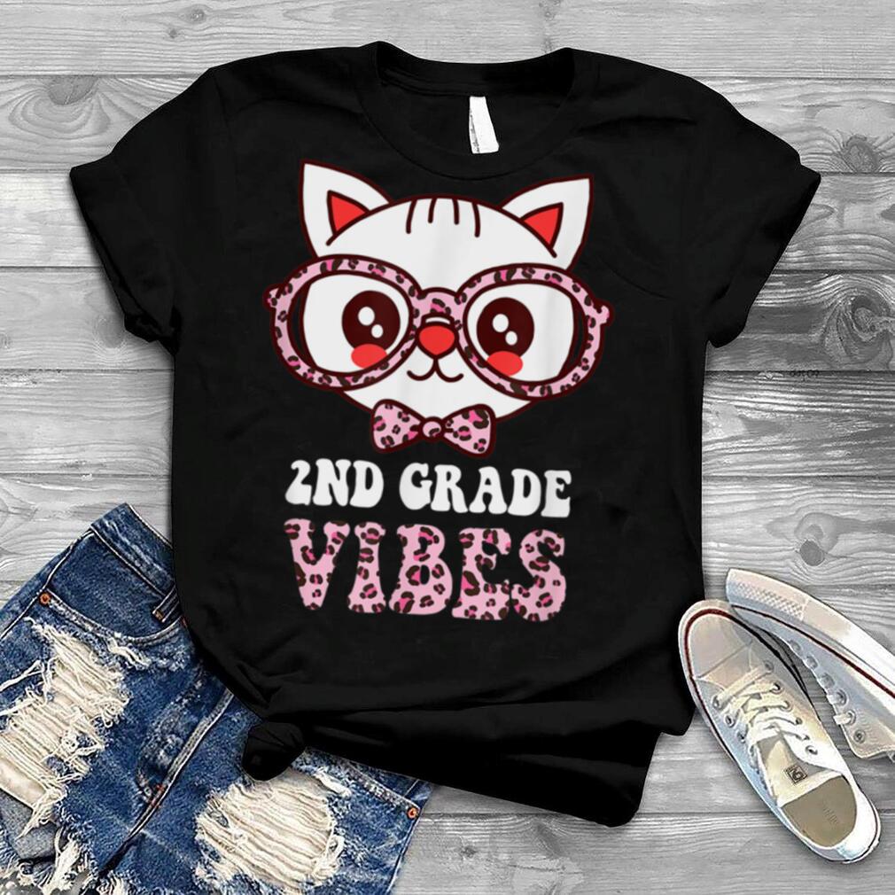 Second 2nd Grade Vibes Back to School Cute Cat Girl Leopard T Shirt