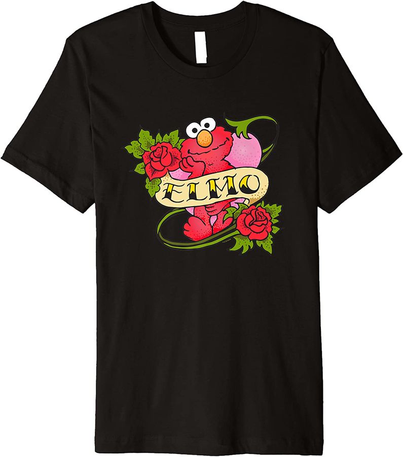 Sesame Street Elmo Hearts And Roses Tattoo Premium_1