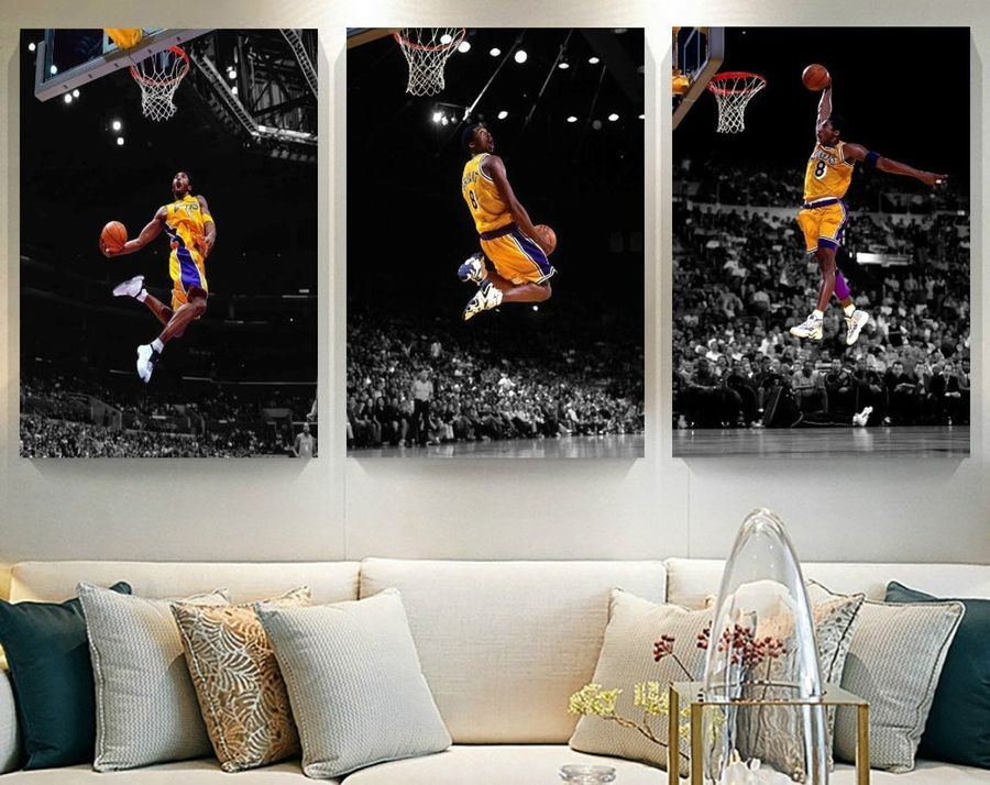 Set of 3 Kobe Bryant Canvas Print, Kobe Bryant Poster, Kobe Bryant Wall Art, Kobe Bryant Painting Art, Basketball Wall Decor, NBA Fan Gift