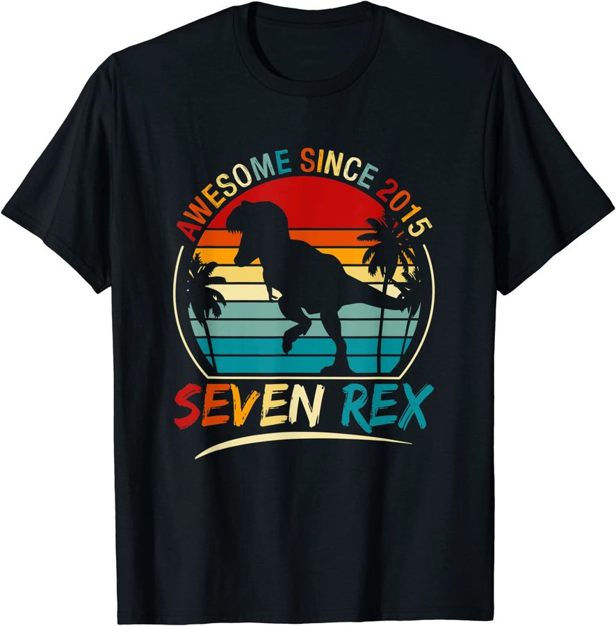 Seven Rex 7th Birthday Boys Girls 7 Year Old Dinosaur T Rex_1