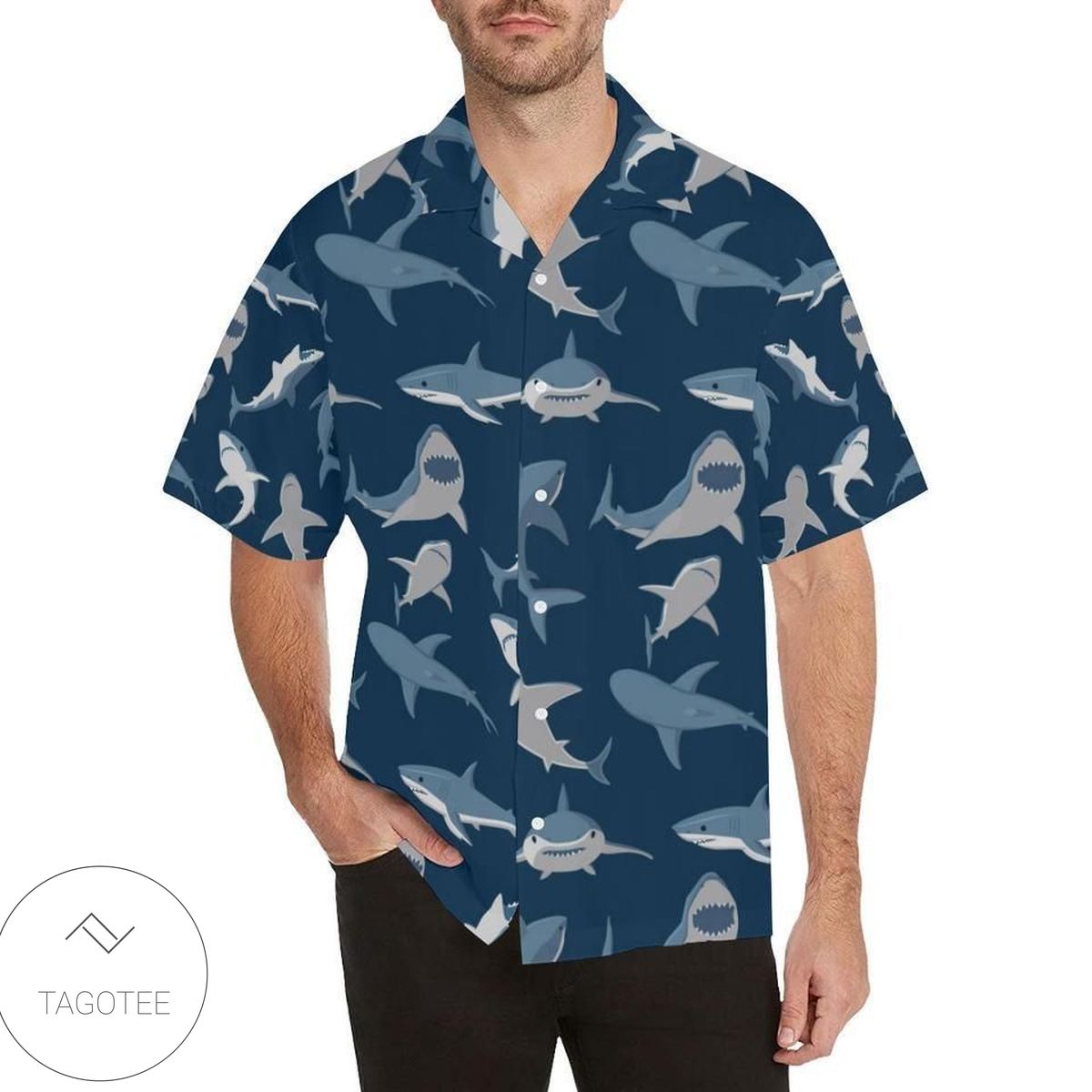Shark Action Pattern Hawaiian Shirt