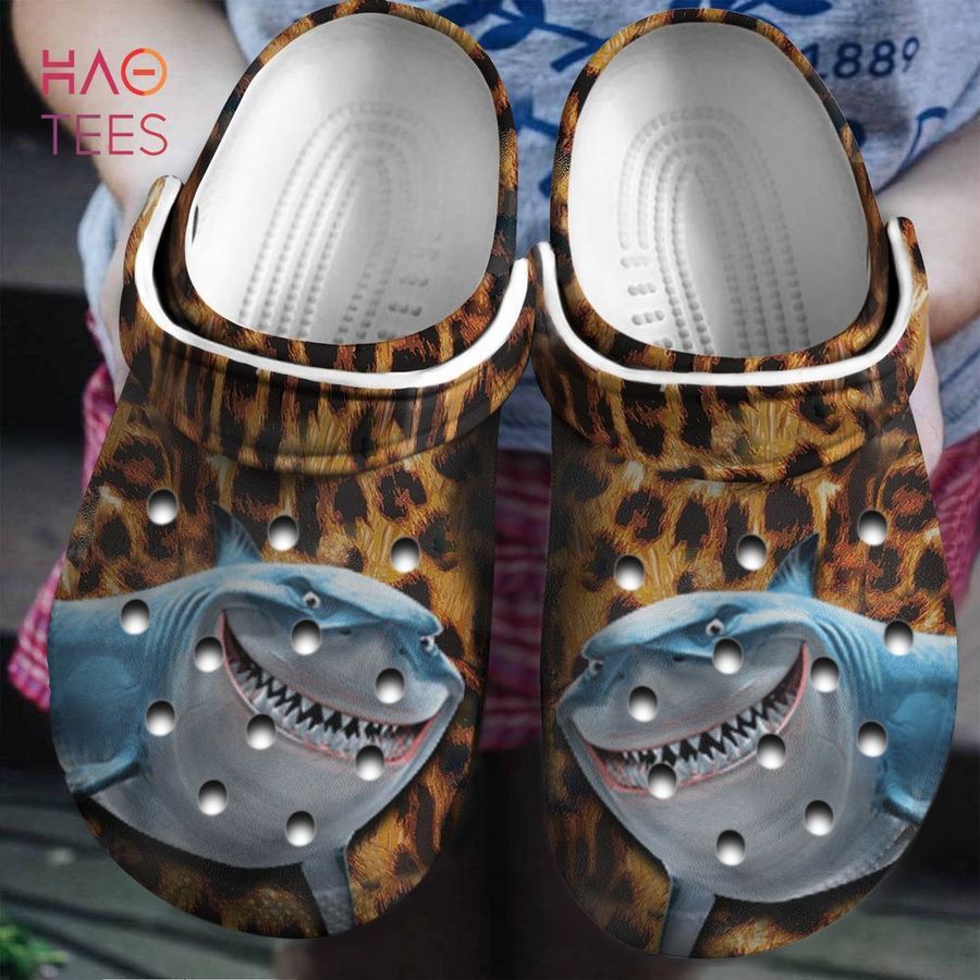 Shark Crocs Shoes With Leopard Background