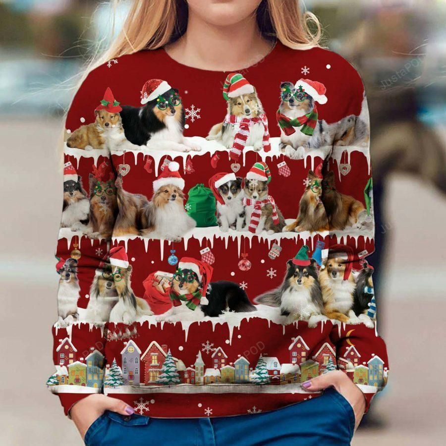 Shetland Sheepdog Ugly Christmas Sweater All Over Print Sweatshirt Ugly