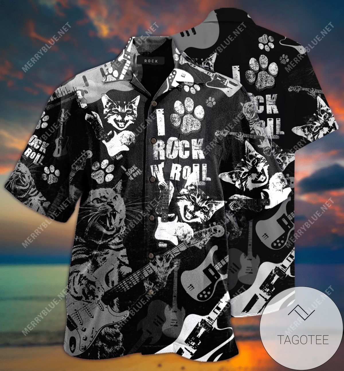 Shop Cat Rock And Roll Unisex Authentic Hawaiian Shirt 2022