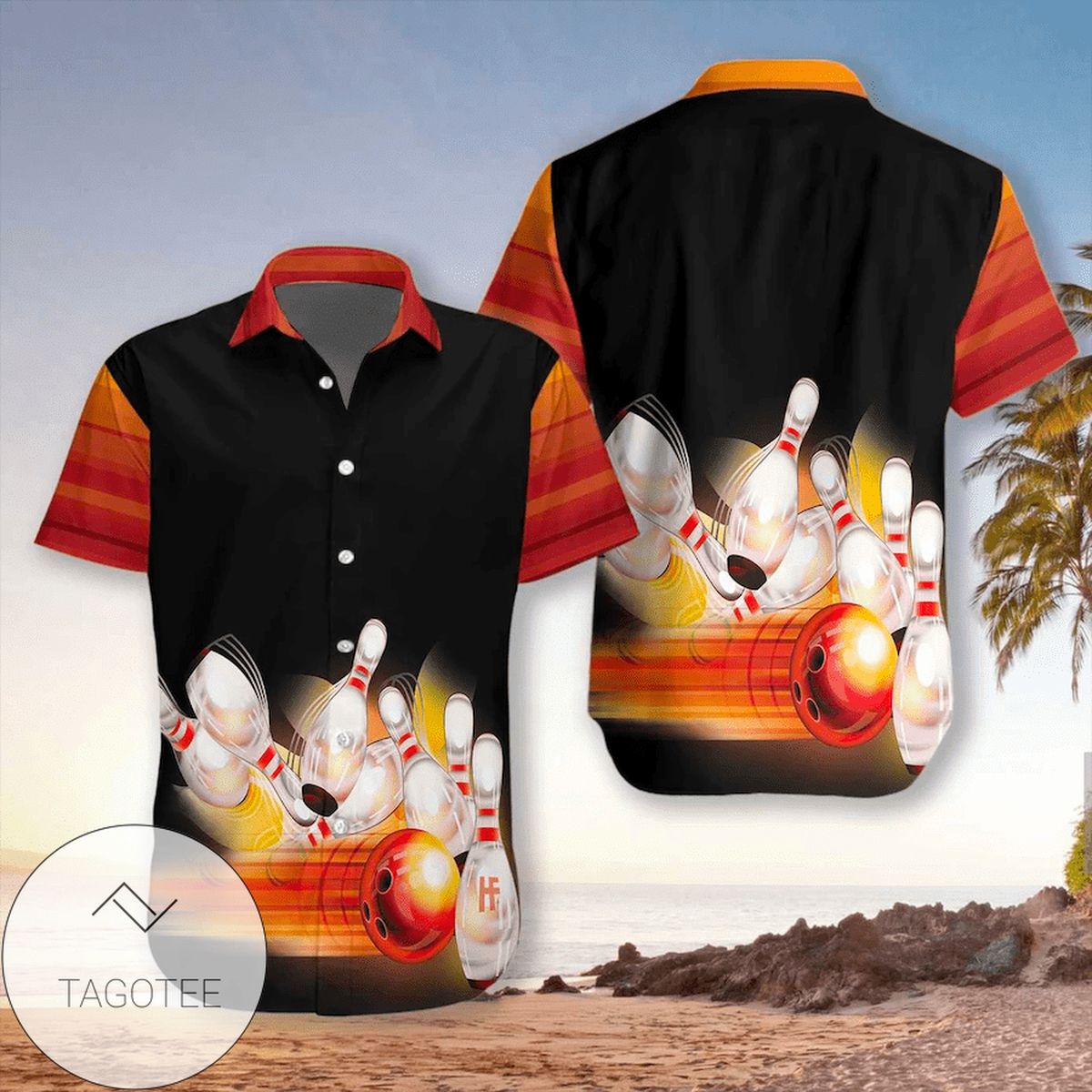 Shop From 1000 Unique Black Burning Bowling Ball And Pin Tropical Unisex Hawaiian Aloha Shirts