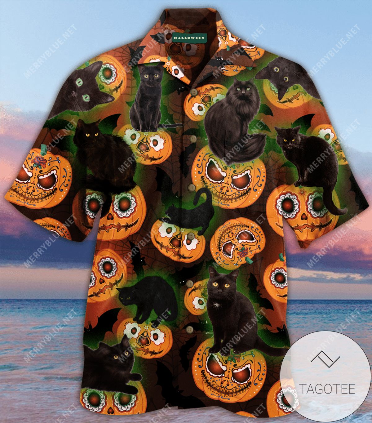 Shop From 1000 Unique Halloween Is Better With A Cat Unisex Authentic Hawaiian Shirt 2022