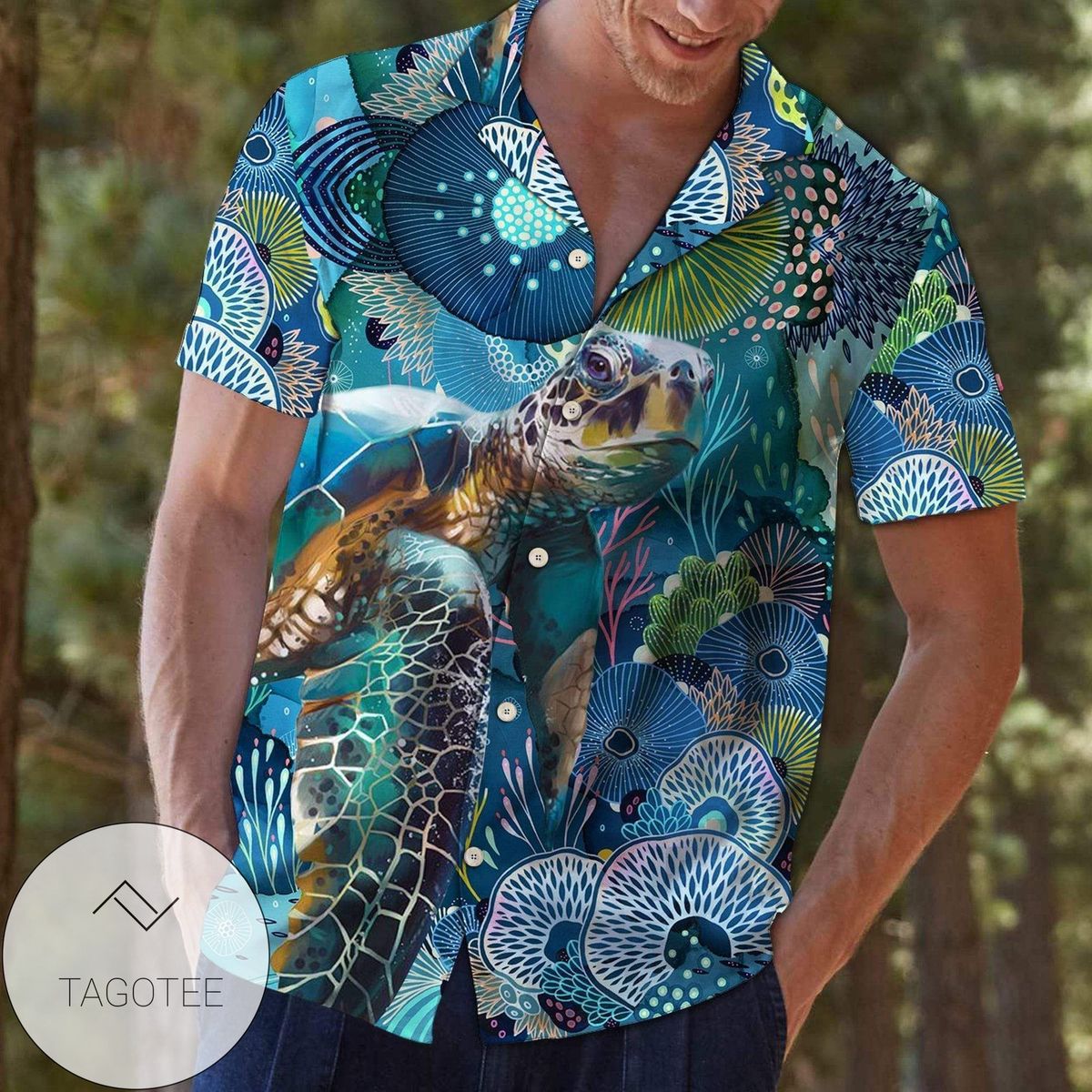 Shop From 1000 Unique Turtle And Coral Tropical Full Authentic Hawaiian Shirt 2022s
