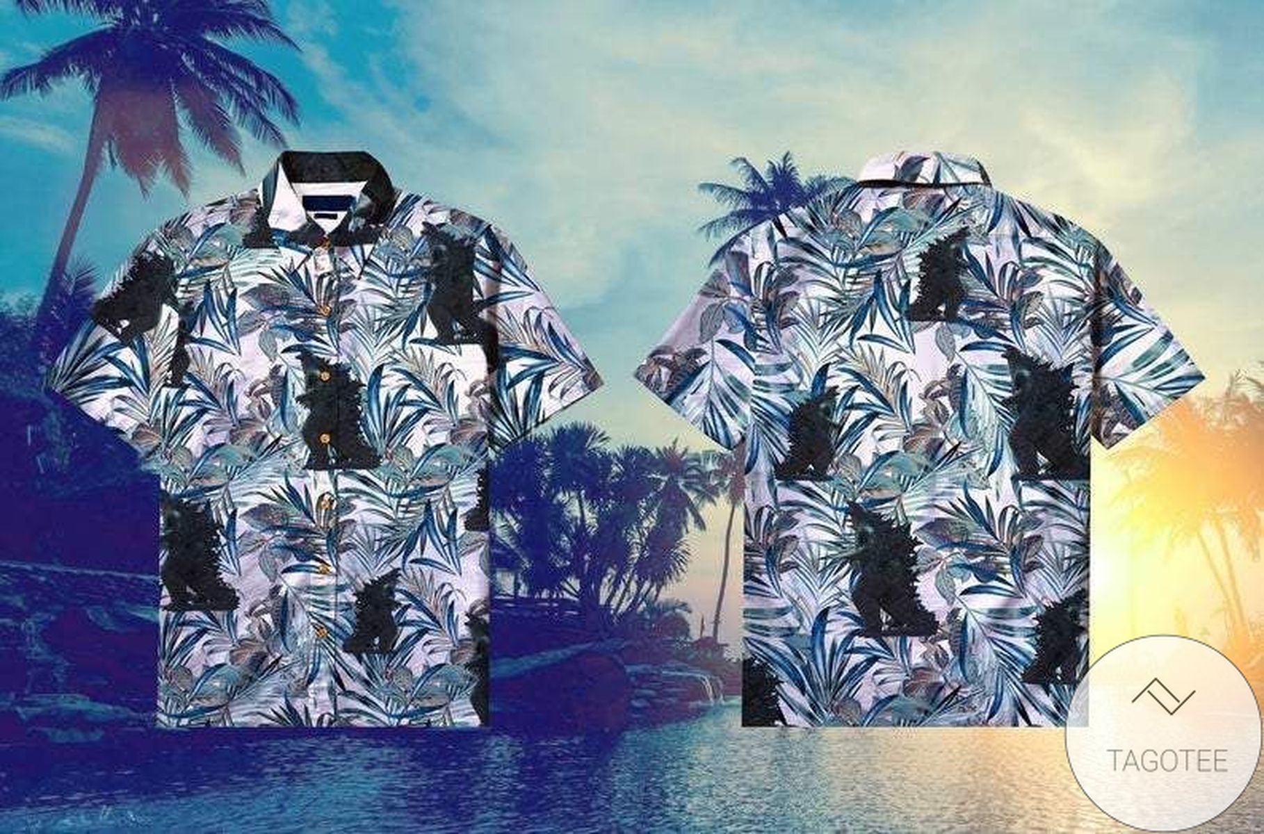 Shop Godzilla Tropical Island Unisex Hawaiian Aloha Shirt V