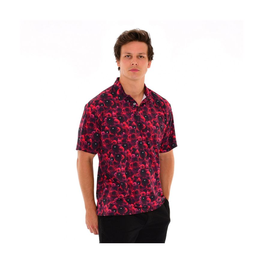 Short Sleeve Floral Men's Shirt  60's Loose Fit Lightweight Festival Beach Summer Polo
