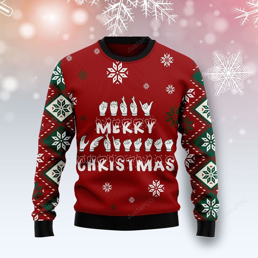 Sign Language Merry Christmas Ugly Christmas Sweater Ugly Sweater Christmas