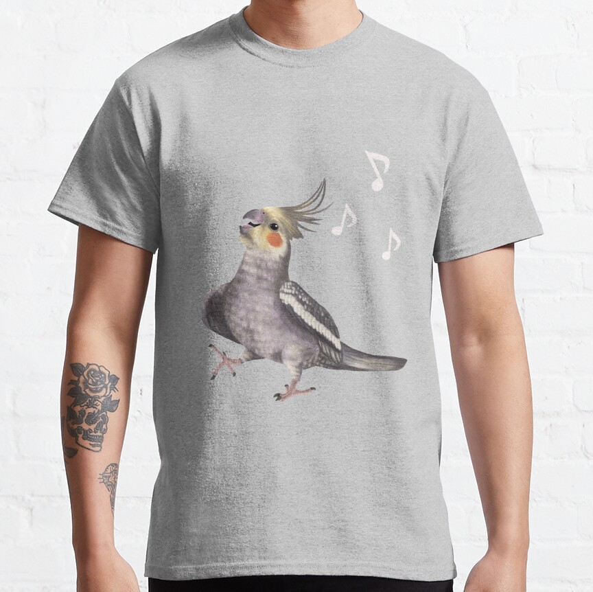 Singing Cockatiel - happy bird with music notes Classic T-Shirt