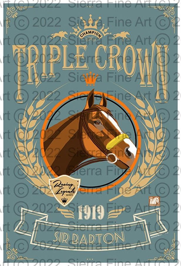 Sir Barton Triple Crown Winner 1919 Vintage Poster Design Original Collectible Modern Equestrian Gifts 4 Horse Racing Enthusiats