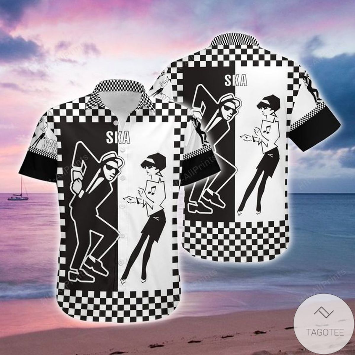 Ska Black And White Hawaiian Shirt