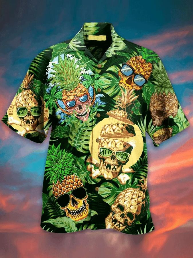 Skull And Pineapple Hawaiian Shirt Pre12401, Hawaiian shirt, beach shorts, One-Piece Swimsuit, Polo shirt, Personalized shirt, funny shirts