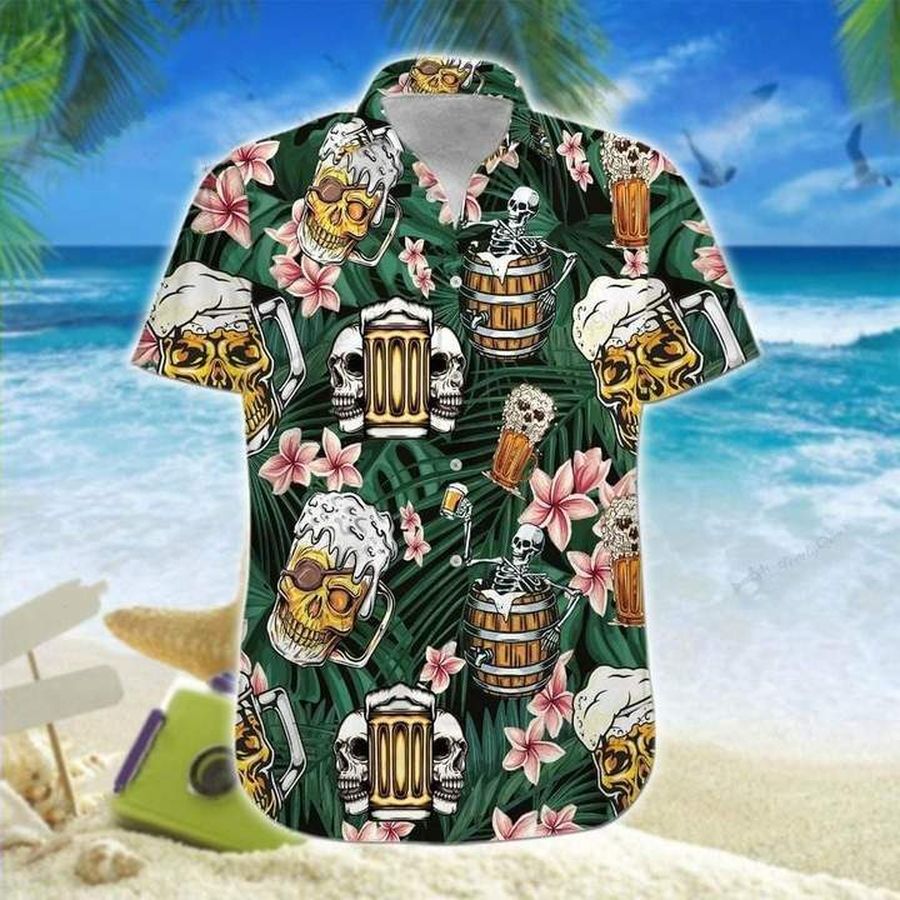 Skull Beer Summer Hawaiian Shirt Pre10427, Hawaiian shirt, beach shorts, One-Piece Swimsuit, Polo shirt, Personalized shirt, funny shirts