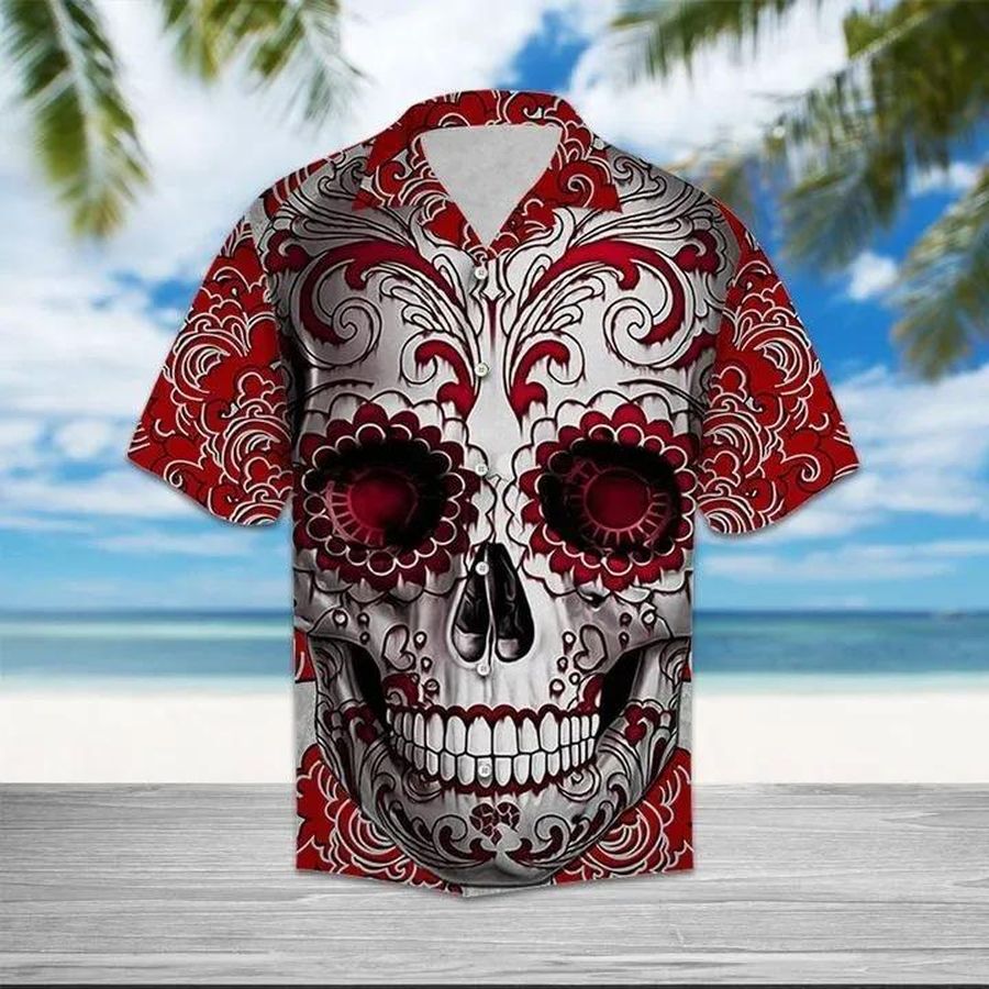 Skull Floral Hawaiian Shirt Pre12332, Hawaiian shirt, beach shorts, One-Piece Swimsuit, Polo shirt, Personalized shirt, funny shirts, gift shirts