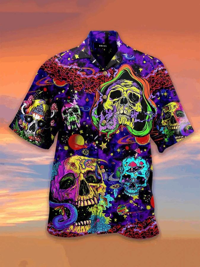 Skull Hippie Hawaiian Shirt Pre12400, Hawaiian shirt, beach shorts, One-Piece Swimsuit, Polo shirt, Personalized shirt, funny shirts, gift shirts