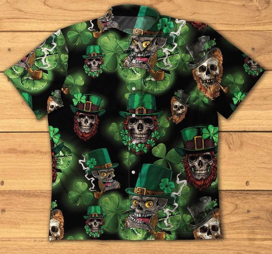 Skull Leprechaun Irish Happy St Patricks Day Hawaiian Shirt Pre12381, Hawaiian shirt, beach shorts, One-Piece Swimsuit, Polo shirt, funny shirts